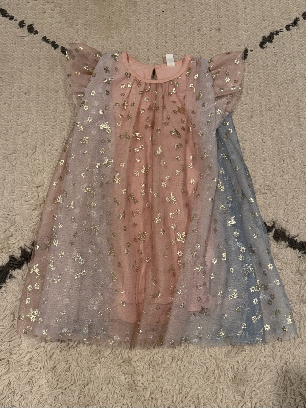 HuxBaby Size 5 Girls' Pastel Tulle Dress with Gold Star Detail